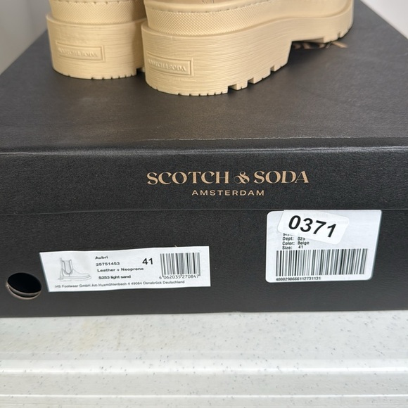 SCOTCH & SODA Made In Portugal Leather High Top Chelsea Boots Light sand 41/8.5 - Picture 10 of 12